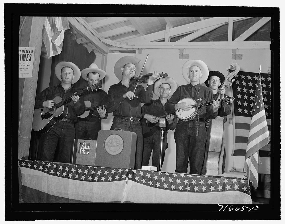Tulare County, California. FSA (Farm Security Administration) farm workers' camp. Hired orchestra which played at the…