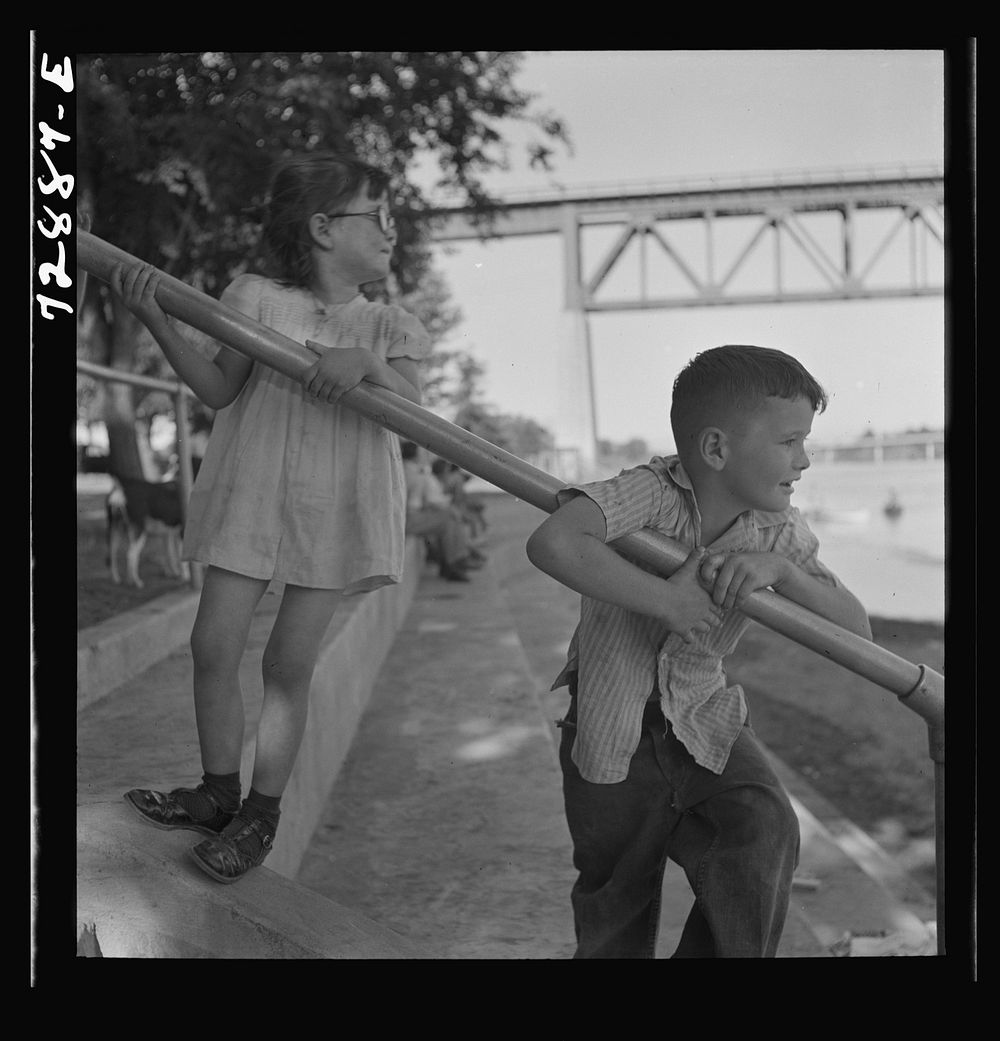 [Untitled photo, possibly related to: Redding, California. Youngster at the beach] by Russell Lee