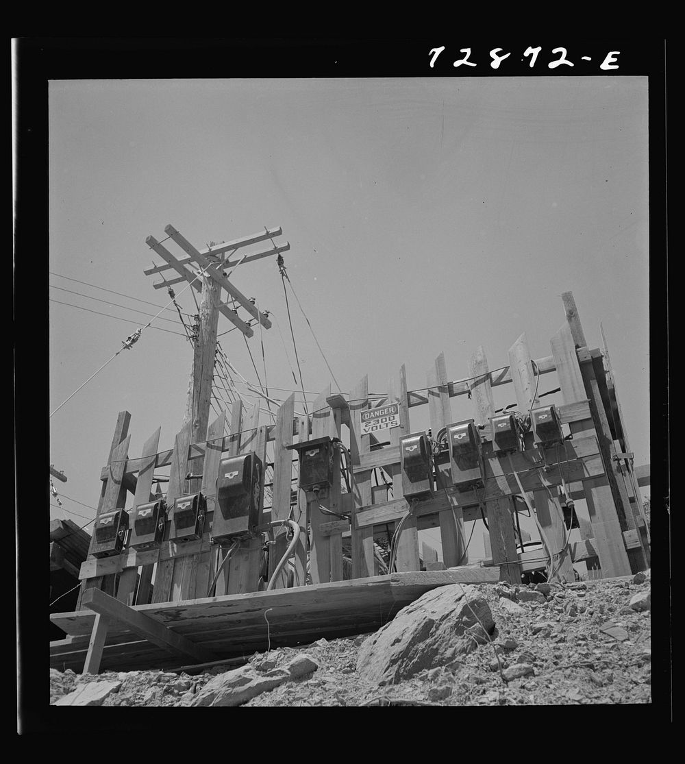 Shasta Dam, Shasta County, California. Electric power switches under construction by Russell Lee