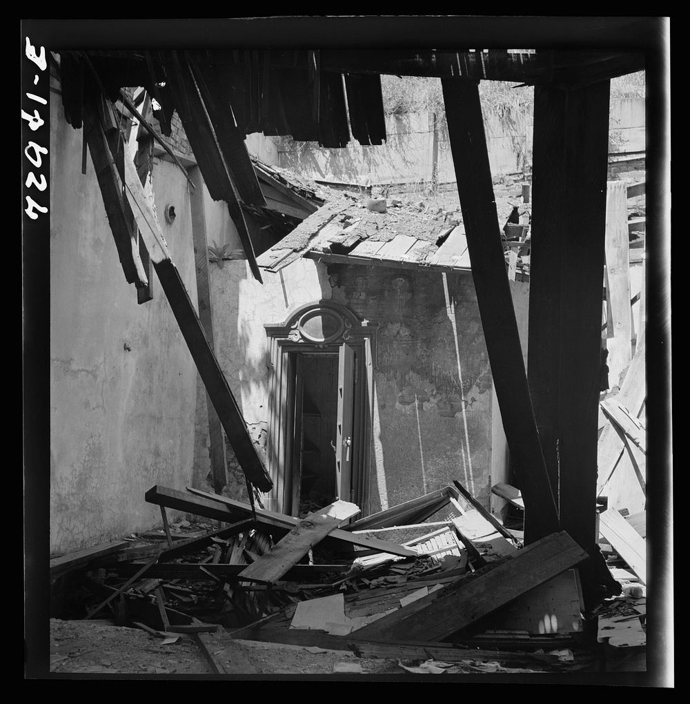 [Untitled photo, possibly related to: Kennett, California. Old bank vault. Now a town of about twenty persons. Kennett was…