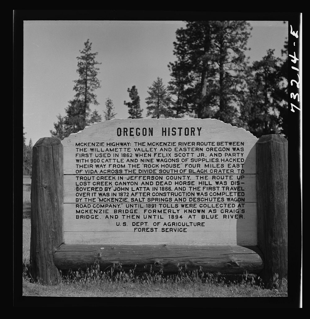 Lane County, Oregon. Sign by Russell Lee