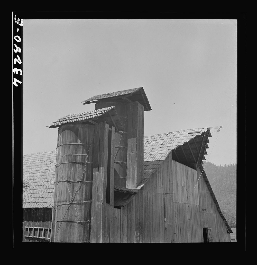 Jackson County, Oregon. Detail of barn and silo by Russell Lee