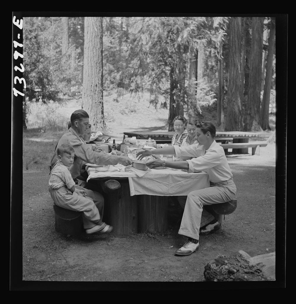 [Untitled photo, possibly related to: Klamath Falls, Oregon. Picnickers in city park] by Russell Lee