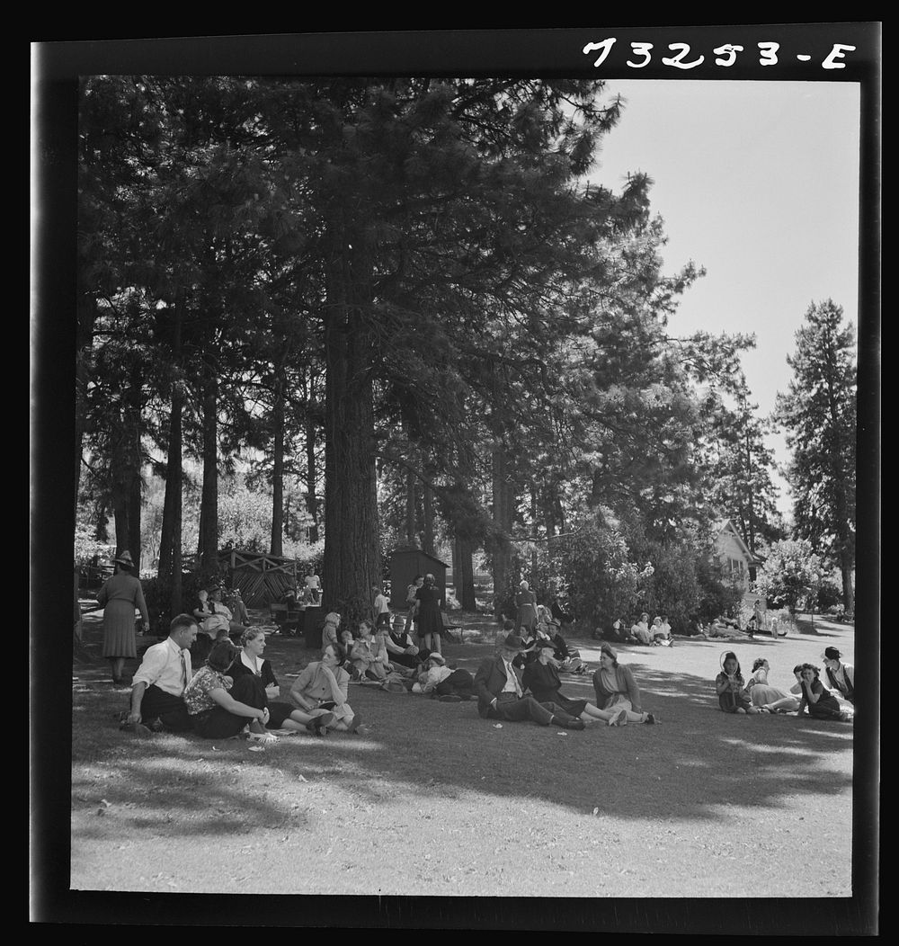 Klamath Falls, Oregon. Sunday afternoon in the city park by Russell Lee