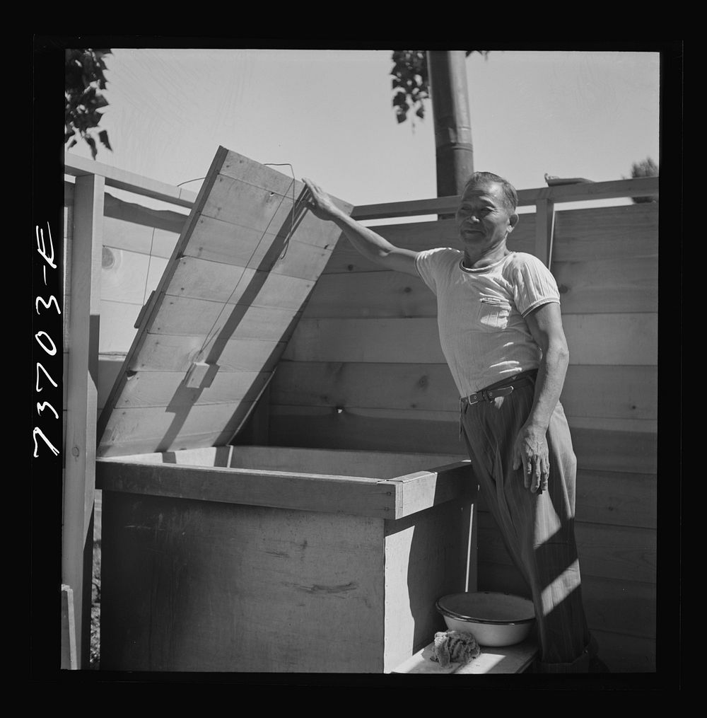 [Untitled photo, possibly related to: Malheur County, Oregon. Japanese-American who lives with his family on a farm as a…