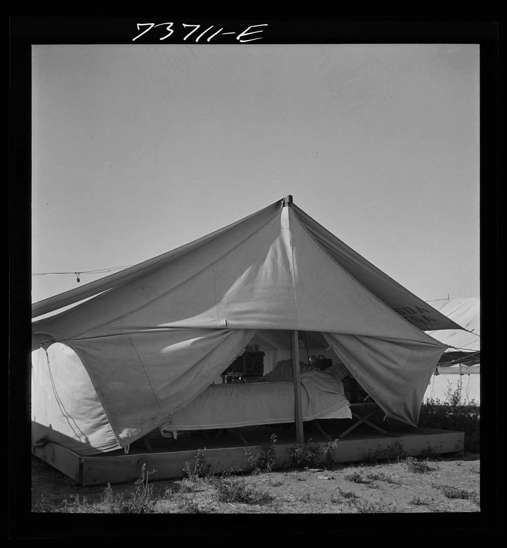 Nyssa, Oregon. FSA (Farm Security Administration) mobile camp. Tent home of Japanese-Americans living at the camp by Russell…