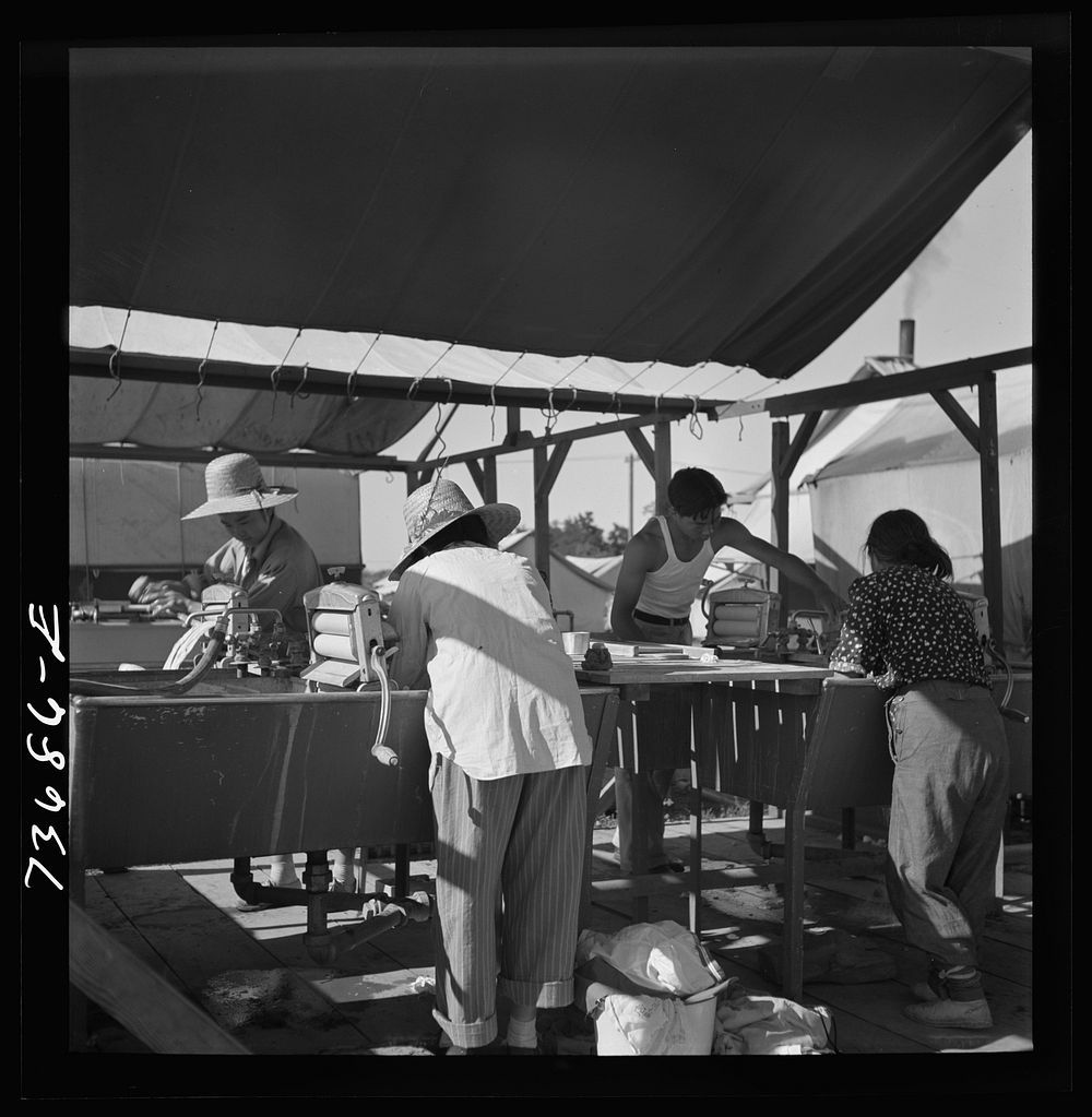 Nyssa, Oregon. FSA (Farm Security Administration) mobile camp. Laundry room by Russell Lee