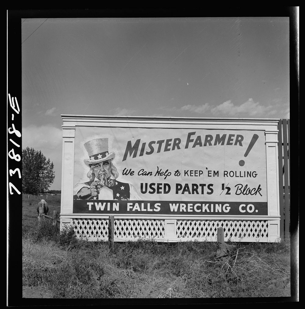 [Untitled photo, possibly related to: Twin Falls County, Idaho. Sign] by Russell Lee