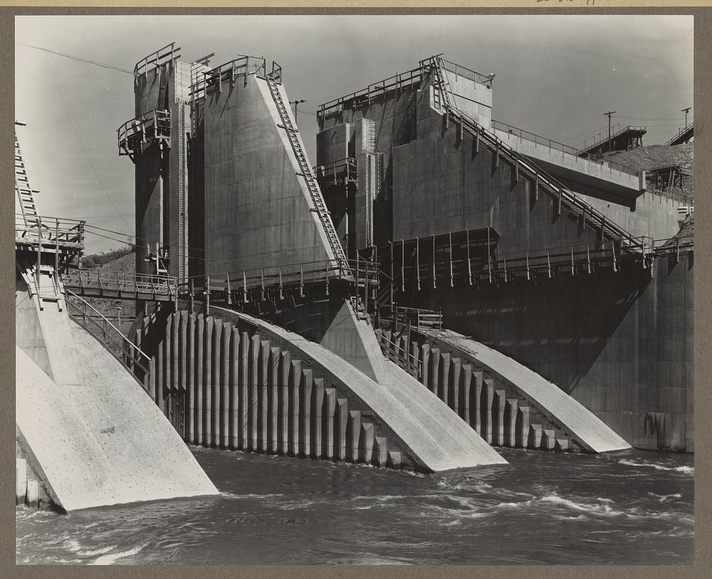 Central Valley Reclamation Project, Calif. Pier 11, spillway section of the Keswick Dam, as seen from a point downstream.…