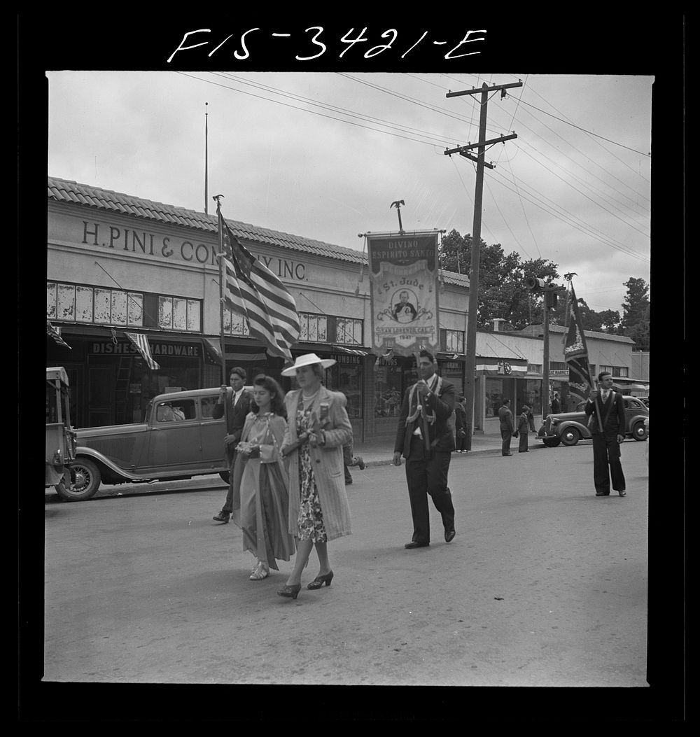 [Untitled photo, possibly related to: In the parade of the Festival of the Holy Ghost, a Portuguese-American celebration.…