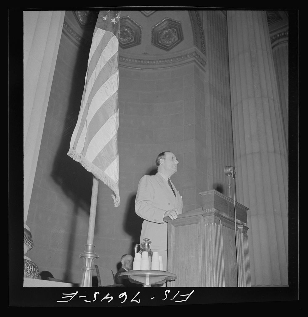 Washington, D.C. International youth assembly. William L. Batt speaking to the assembly. Sourced from the Library of…