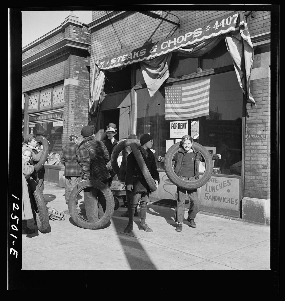 [Untitled photo, possibly related to: Chicago (north), Illinois. Children bringing scrap to the block Office of Civilian…