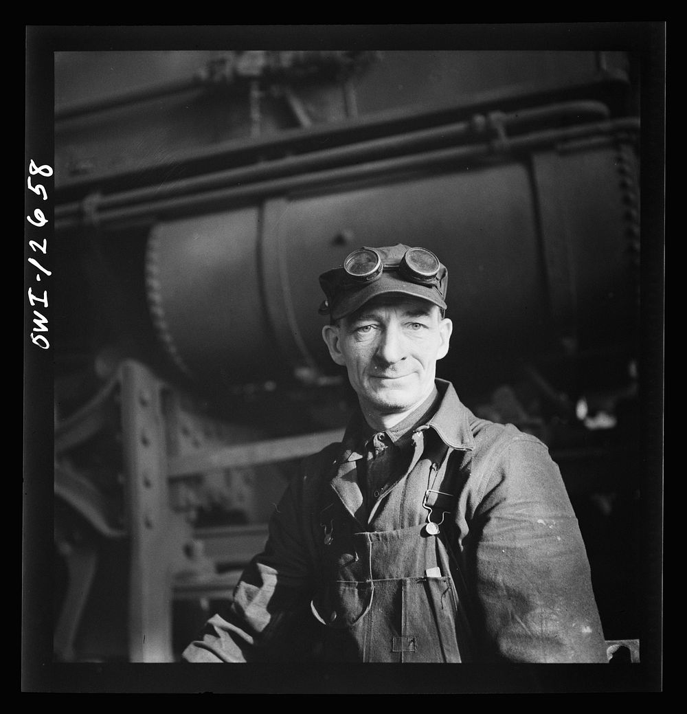 Chicago, Illinois. A worker in the Chicago and Northwestern Railroad locomotive repair shops. Sourced from the Library of…