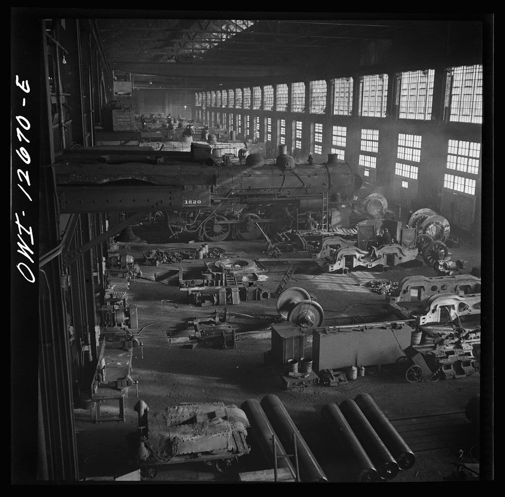 [Untitled photo, possibly related to: Chicago, Illinois. Chicago and Northwestern Railroad locomotive repair shops]. Sourced…
