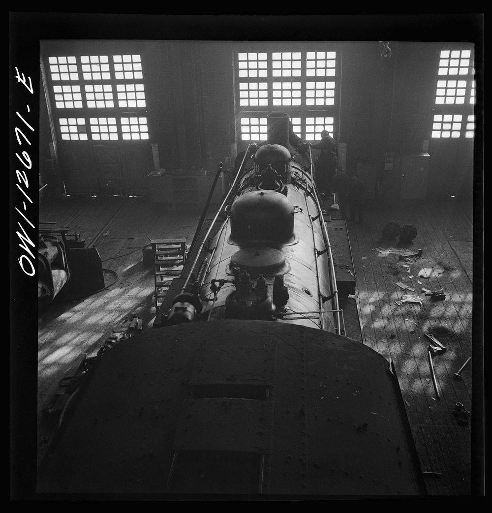 [Untitled photo, possibly related to: Chicago, Illinois. In the Chicago and Northwestern Railroad repair shops]. Sourced…