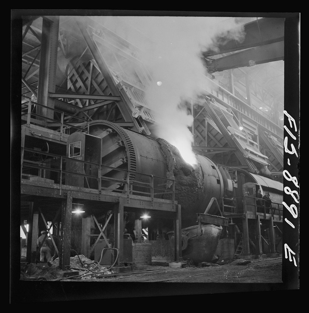 [Untitled photo, possibly related to: Anaconda smelter, Montana. Anaconda Copper Mining Company. Copper converter in action.…