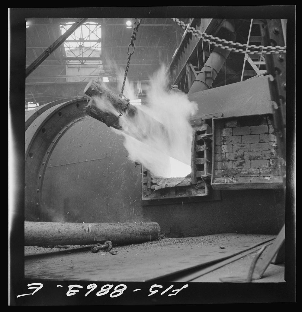 [Untitled photo, possibly related to: Anaconda smelter, Montana. Anaconda Copper Mining Company. Poling in the refininf…