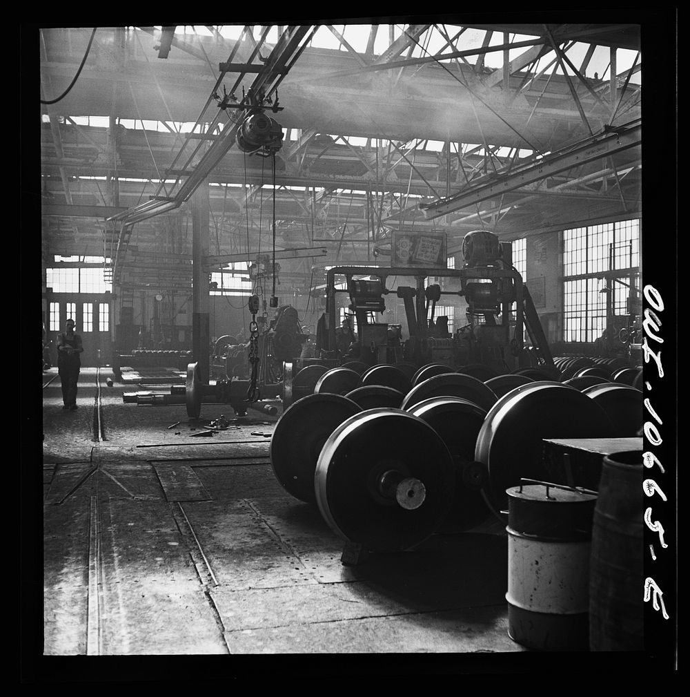 Chicago, Illinois. In the locomotive repair shops at an Illinois Central Railroad yard. Sourced from the Library of Congress.
