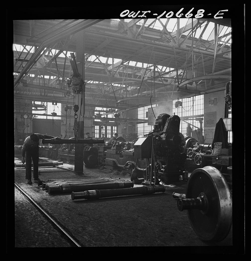 Chicago, Illinois. In the locomotive repair shops at an Illinois Central Railroad yard. Sourced from the Library of Congress.