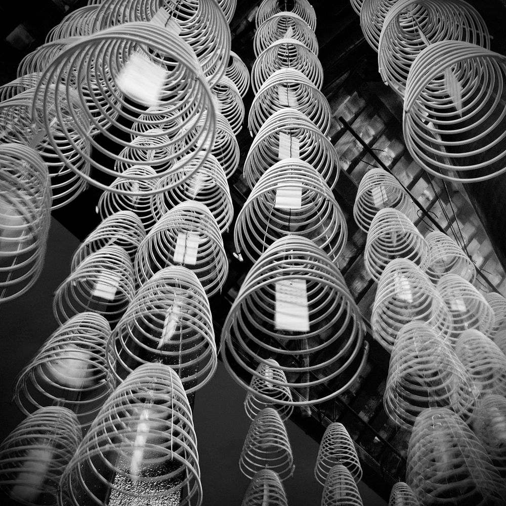 Incense coils burning in a Chinese temple.