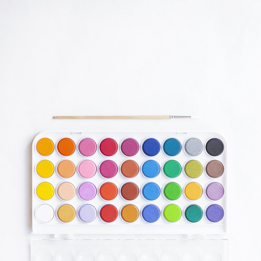 Watercolor paint palette background, free public domain CC0 photo.