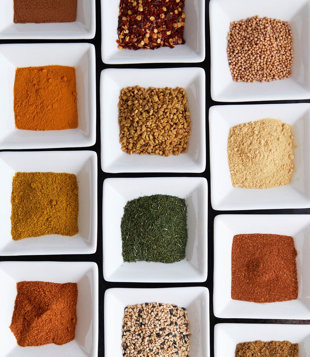 Free colorful mixed spices background image, public domain food CC0 photo.