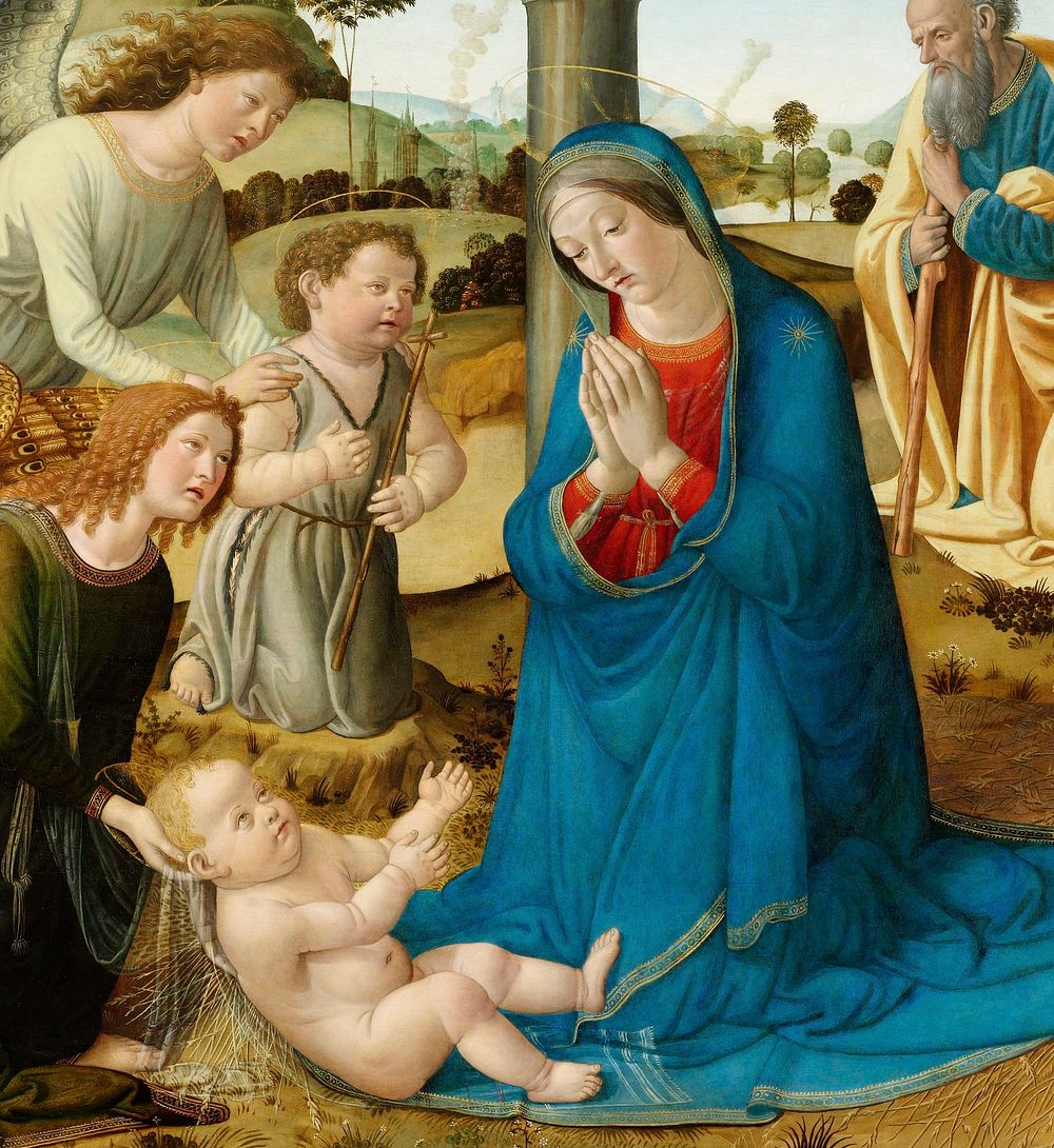 The Adoration of the Christ Child (ca. 1485&ndash;507) by Cosimo Rosselli. Original from The Rijksmuseum. Digitally enhanced…