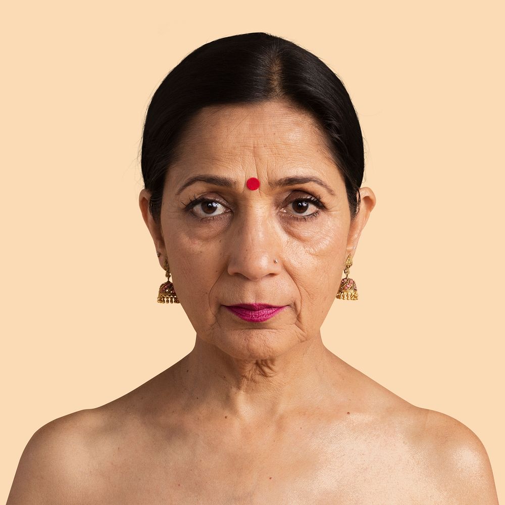 Bare chested Indian woman mockup 