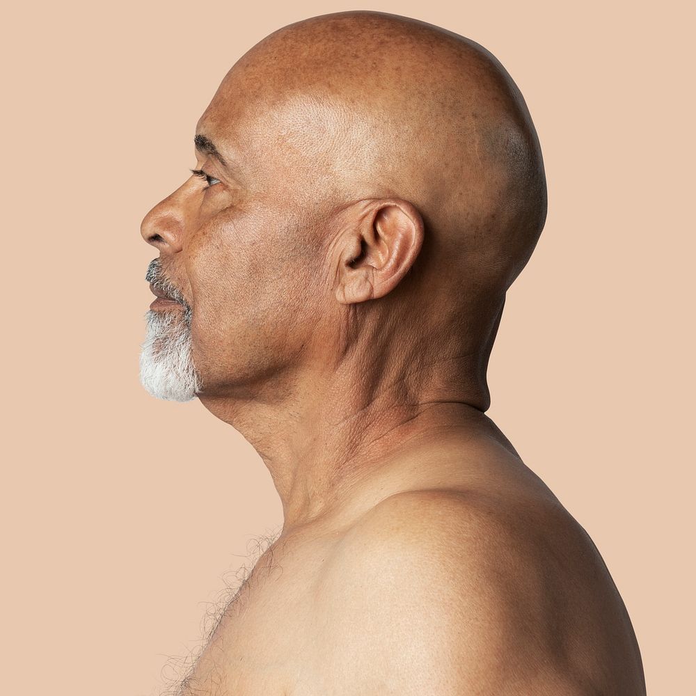 Profile of a senior African American man mockup 