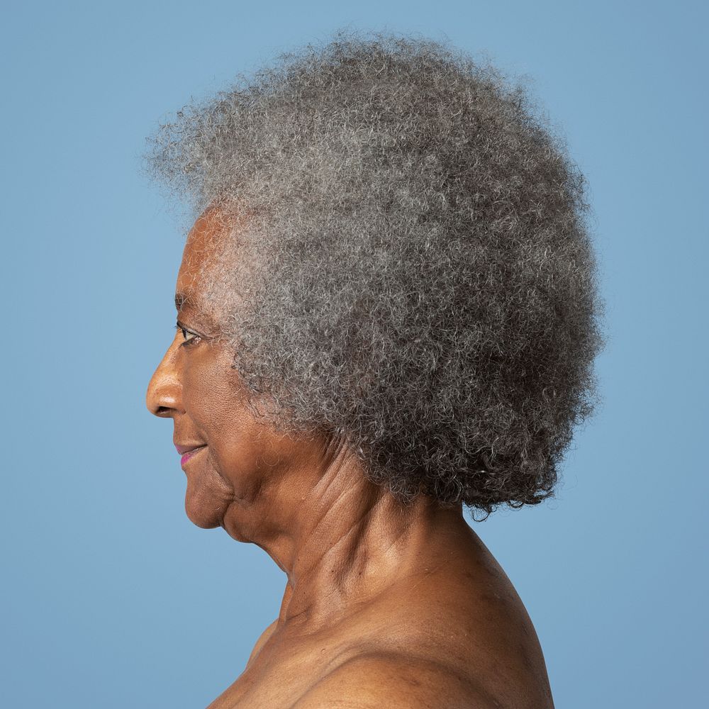 Senior African American woman in profile mockup 