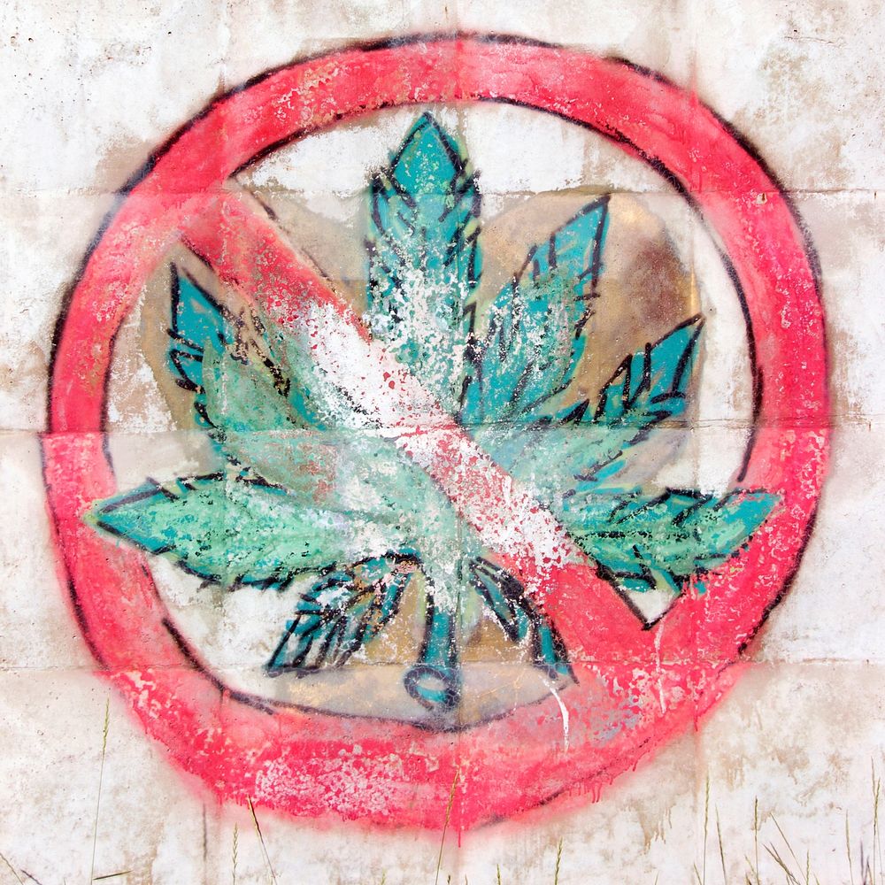 Free old no weed sign on wall image, public domain CC0 photo.