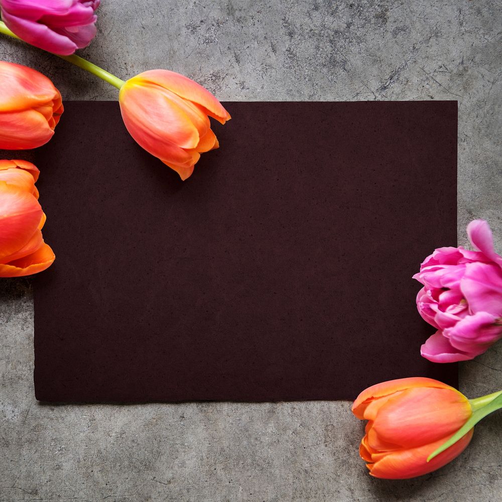 Happy Anniversary card with tulips and peony