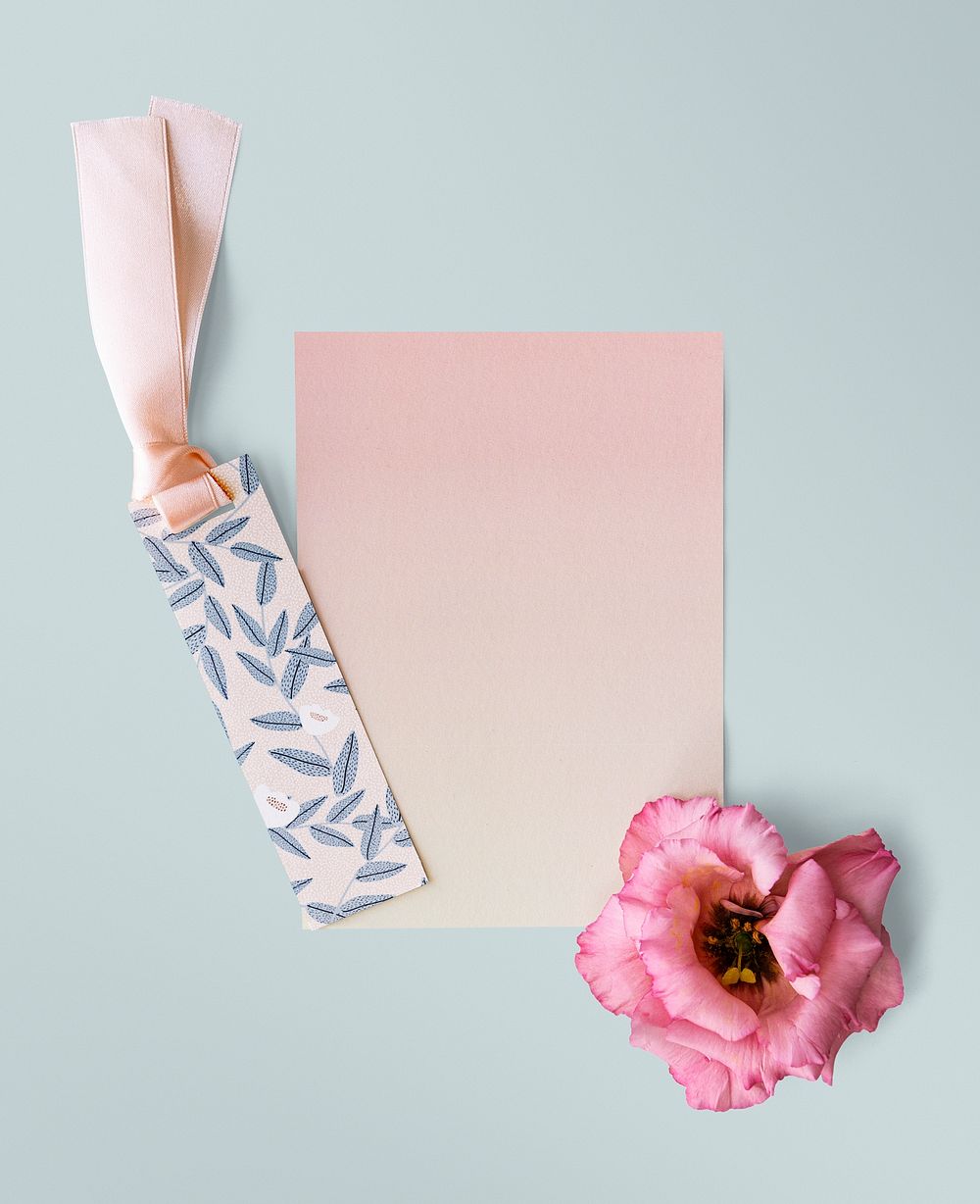 Blank floral card and label mockup