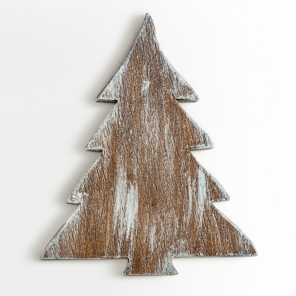 A Christmas wooden tree ornament isolated on gray background