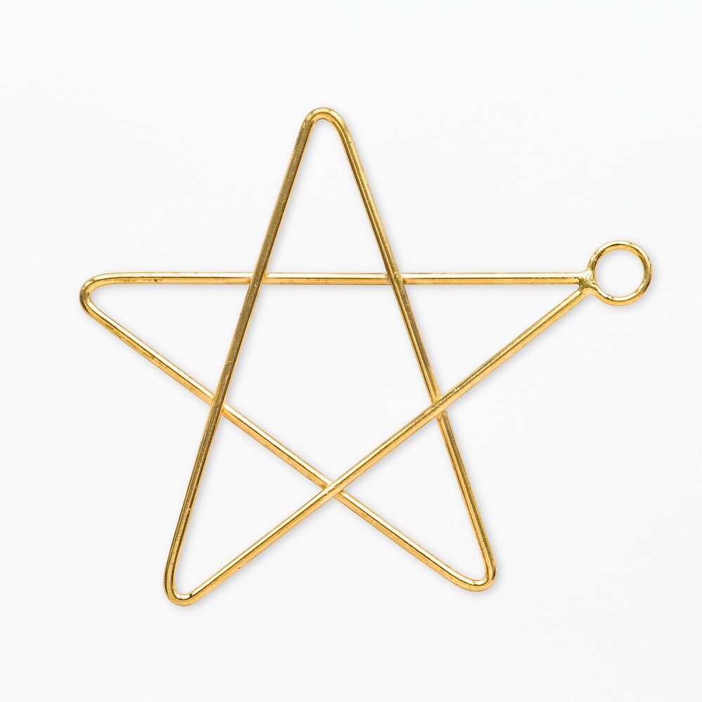A gold wire star Christmas ornament isolated on gray background