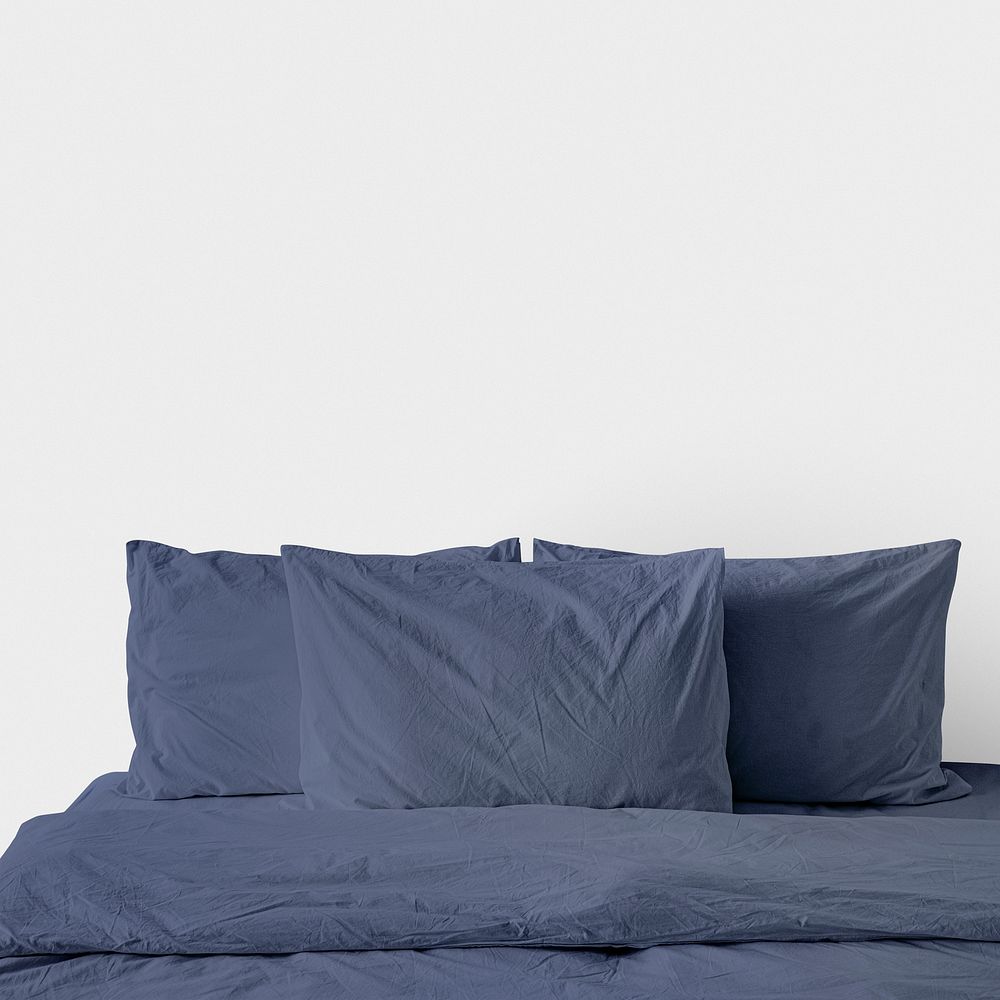 Indigo blue bed linen mockup