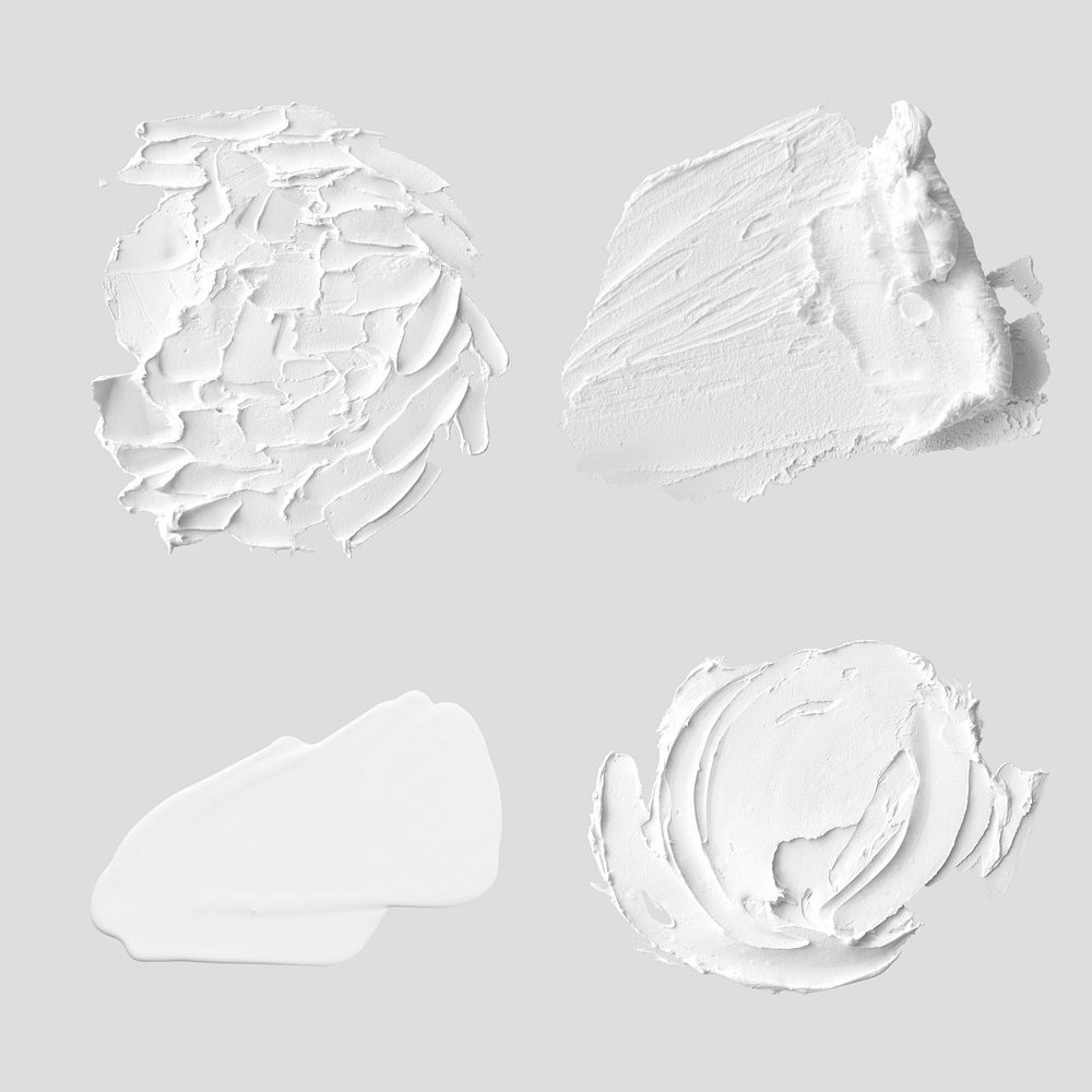 White acrylic paint stroke set on a gray background