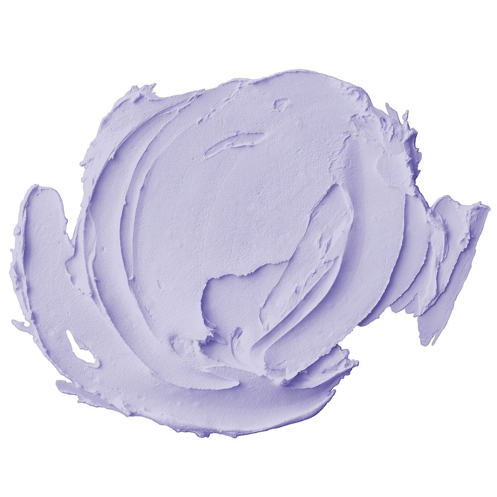 Pastel purple acrylic paint stroke on a white background