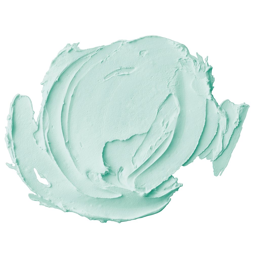 Pastel mint green acrylic paint stroke on a white background