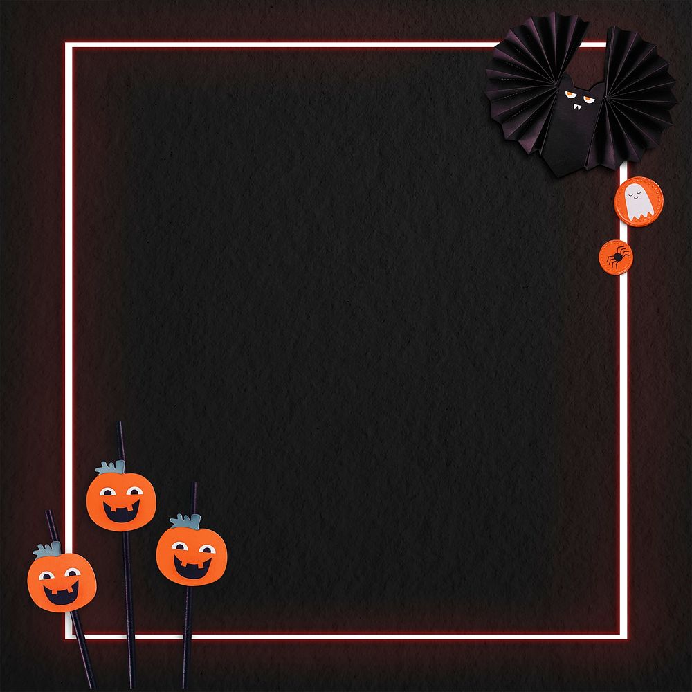 Neon Halloween frame mockup design resource