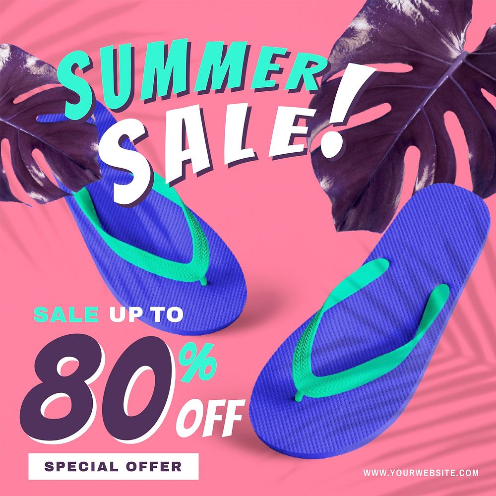 80% off summer sale vector promotion