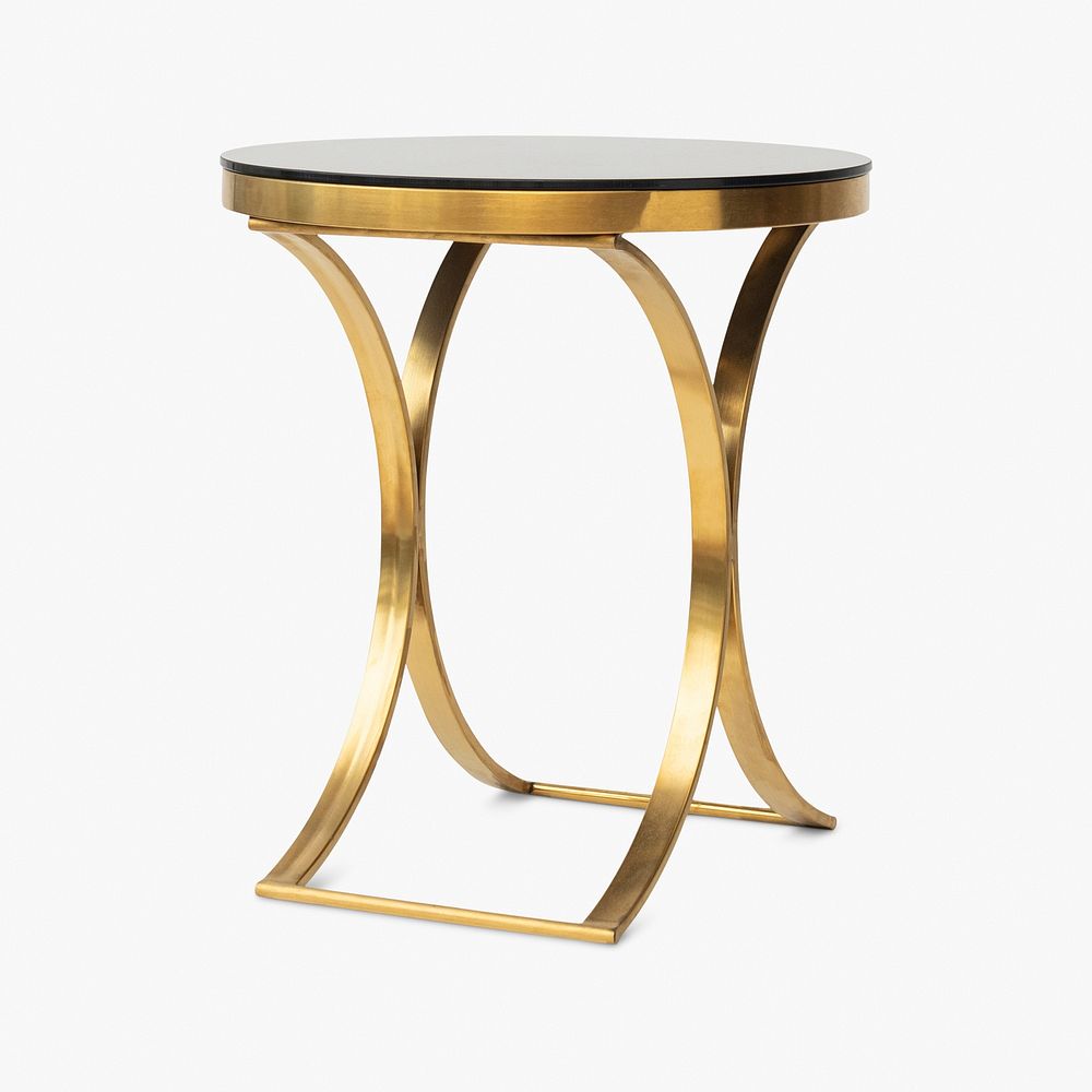 Fancy side table psd mockup in brass and marble