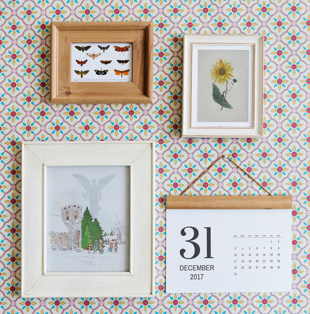 Wall frames and calendar