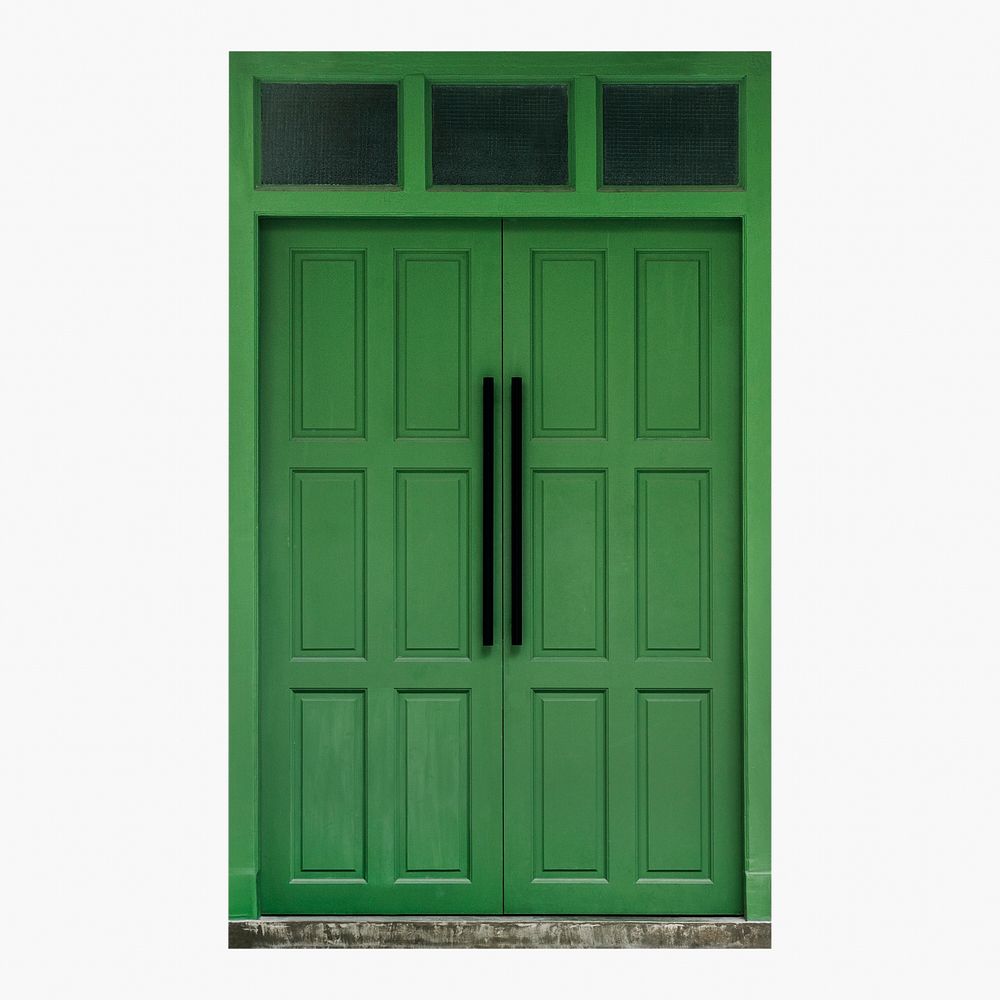 Green French door clipart, house entrance exterior design