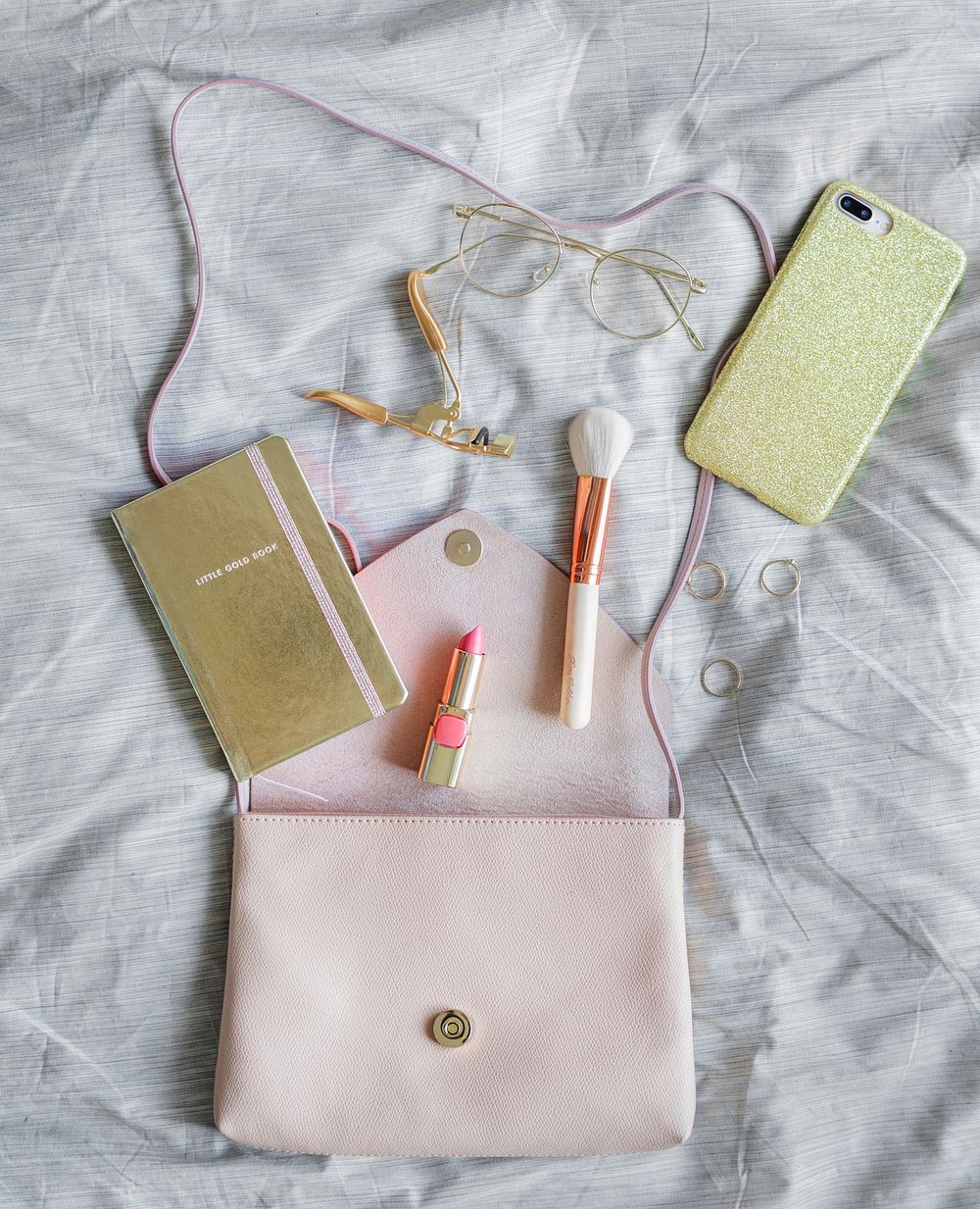 Flat lay of woman cosmetic isolated