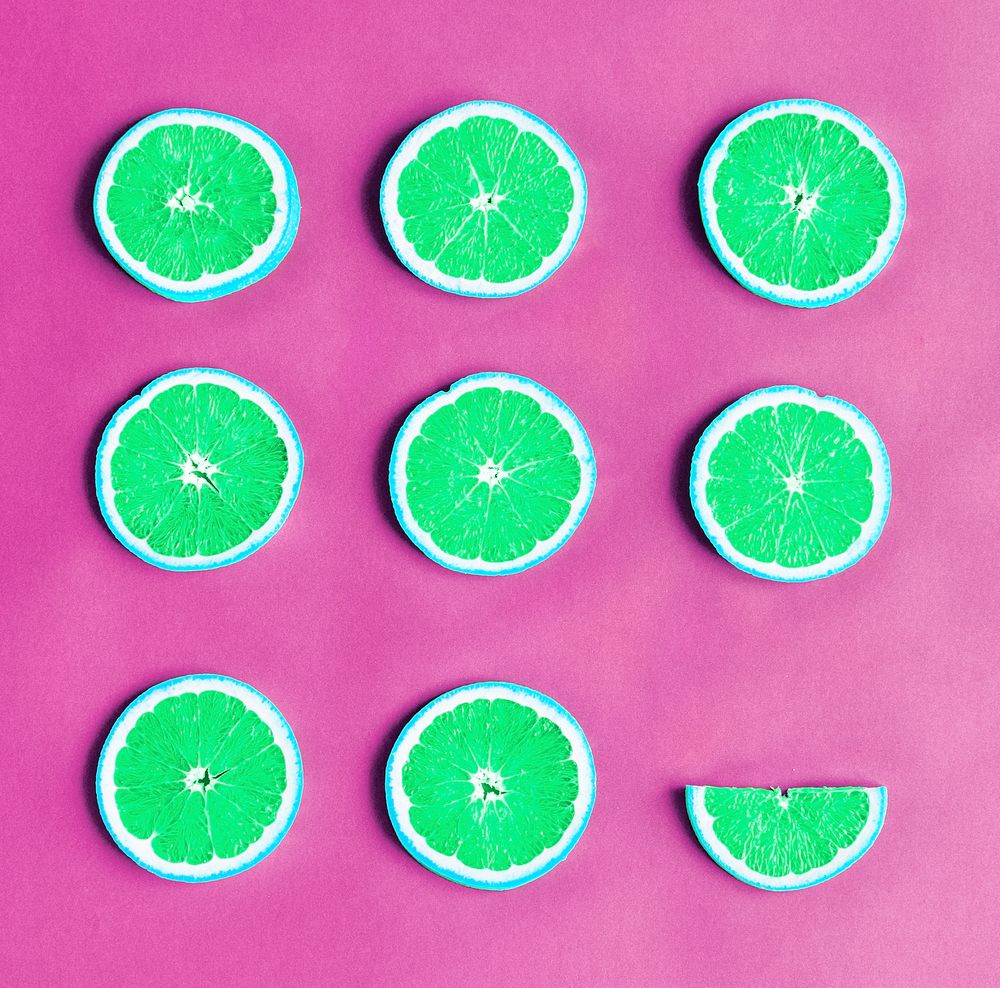 Aerial view of colorful citrus slices