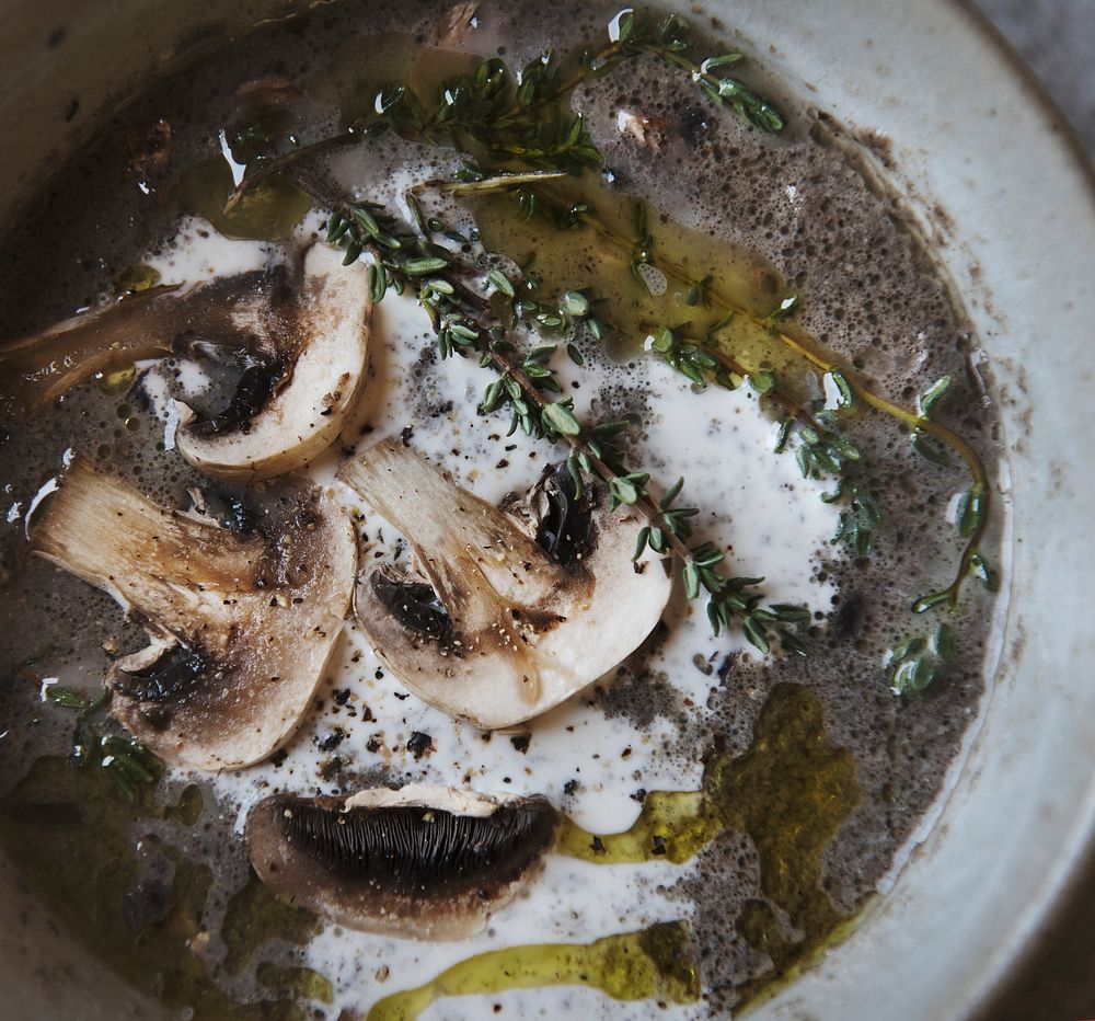 Homemade mushroom soup food photgraphy recipe idea