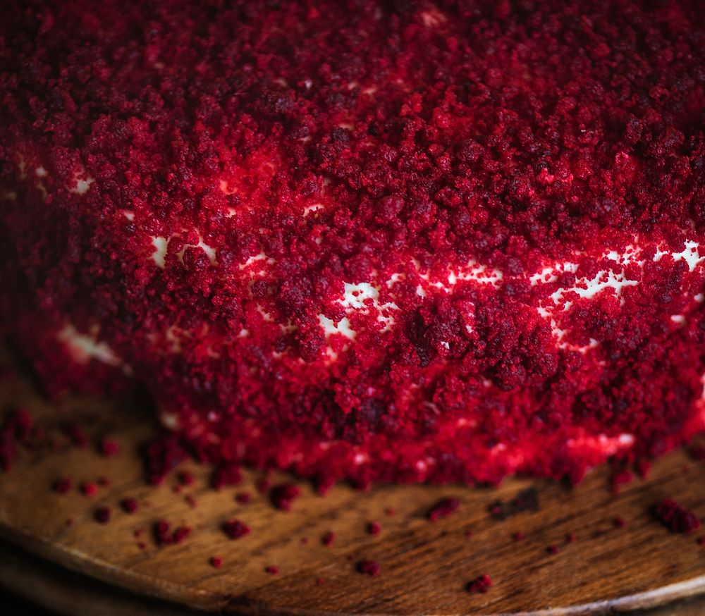 Red velvet cake food photography recipe idea