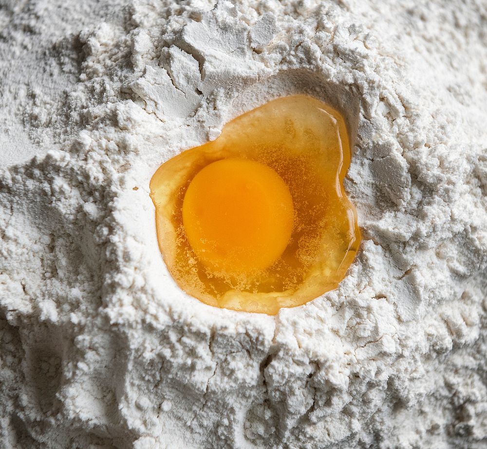 Raw egg yolk in flour