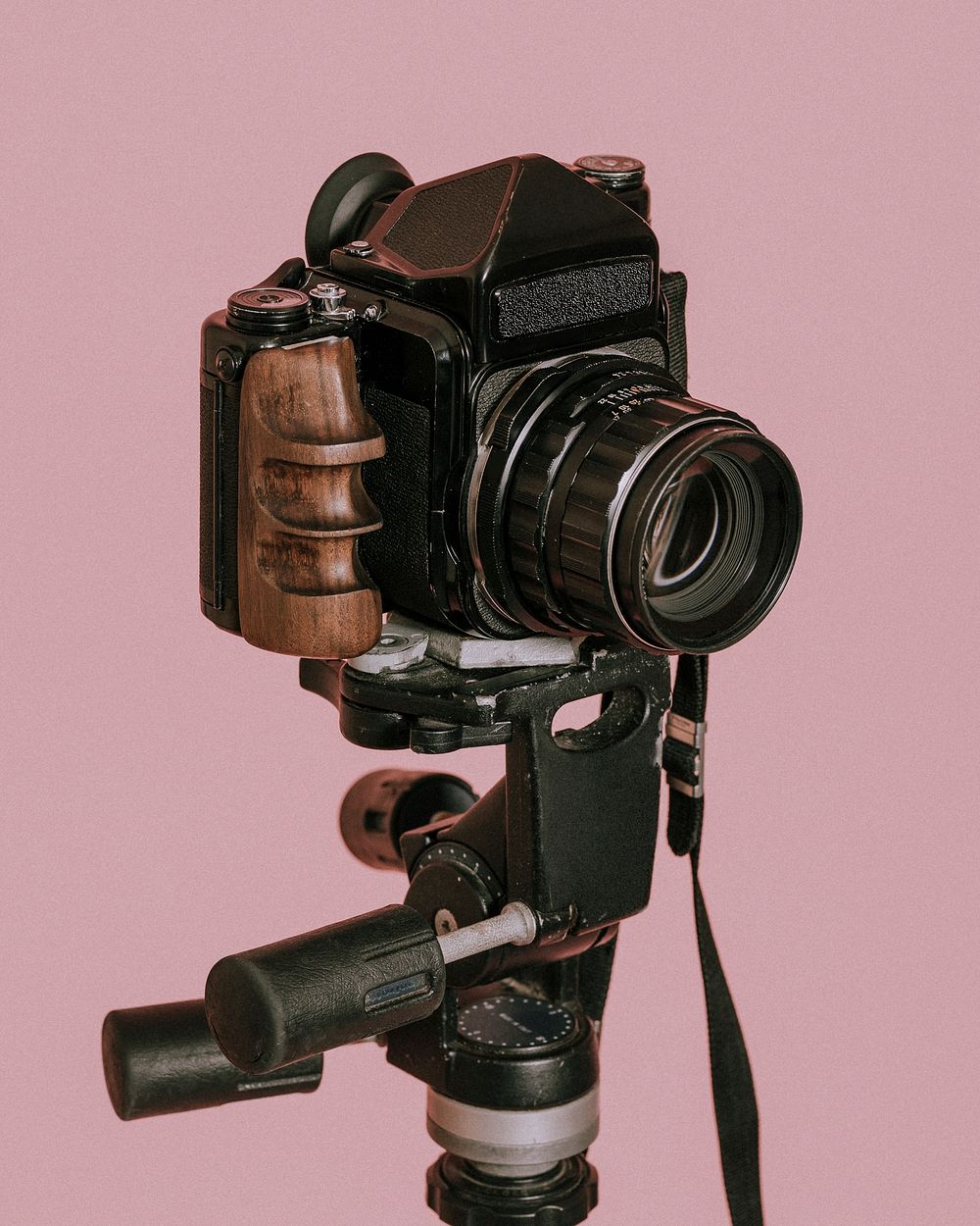 Vintage film camera on a tripod